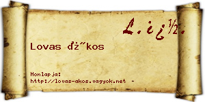 Lovas Ákos névjegykártya